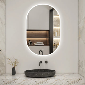 Oval LED Bathroom Mirror Adjustable LED Colors Anti-fog Dimming&Memory Function